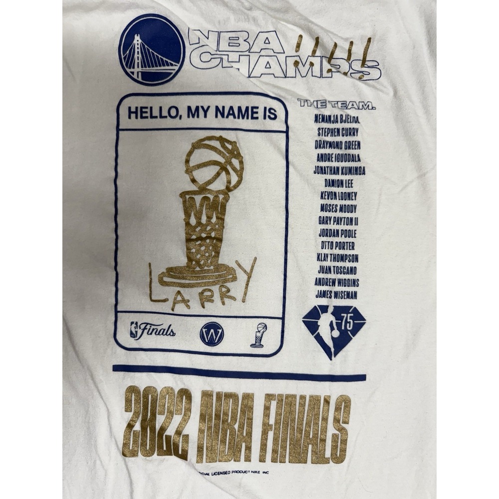 Nike Golden State‎ Warriors 2022 NBA Champs White T Shirt Roster Mens Size L - Picture 5 of 7